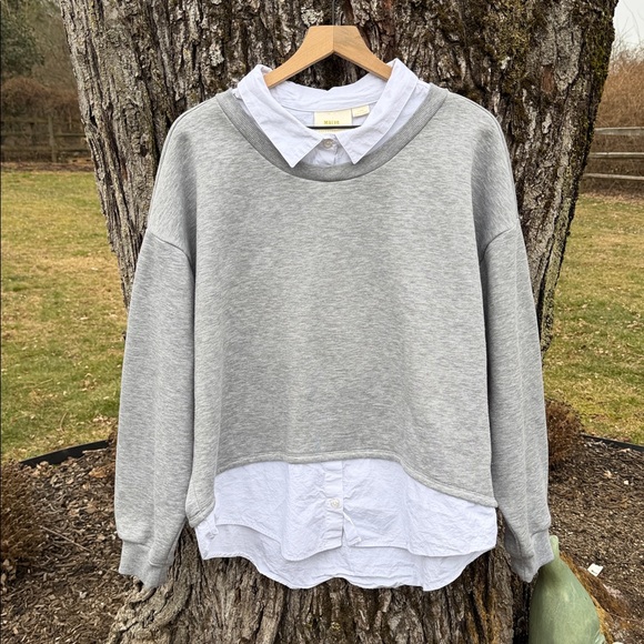 Anthropologie Tops - Anthropologie Maeve Layered Oversized Twofer Sweatshirt